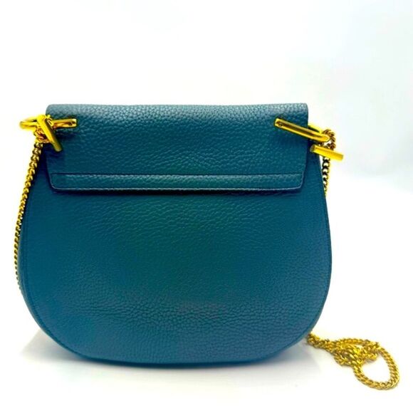 Chloe Drew Medium Cloudy Blue Pebbled Leather Shoulder Crossbody Bag Preloved - Picture 4 of 11